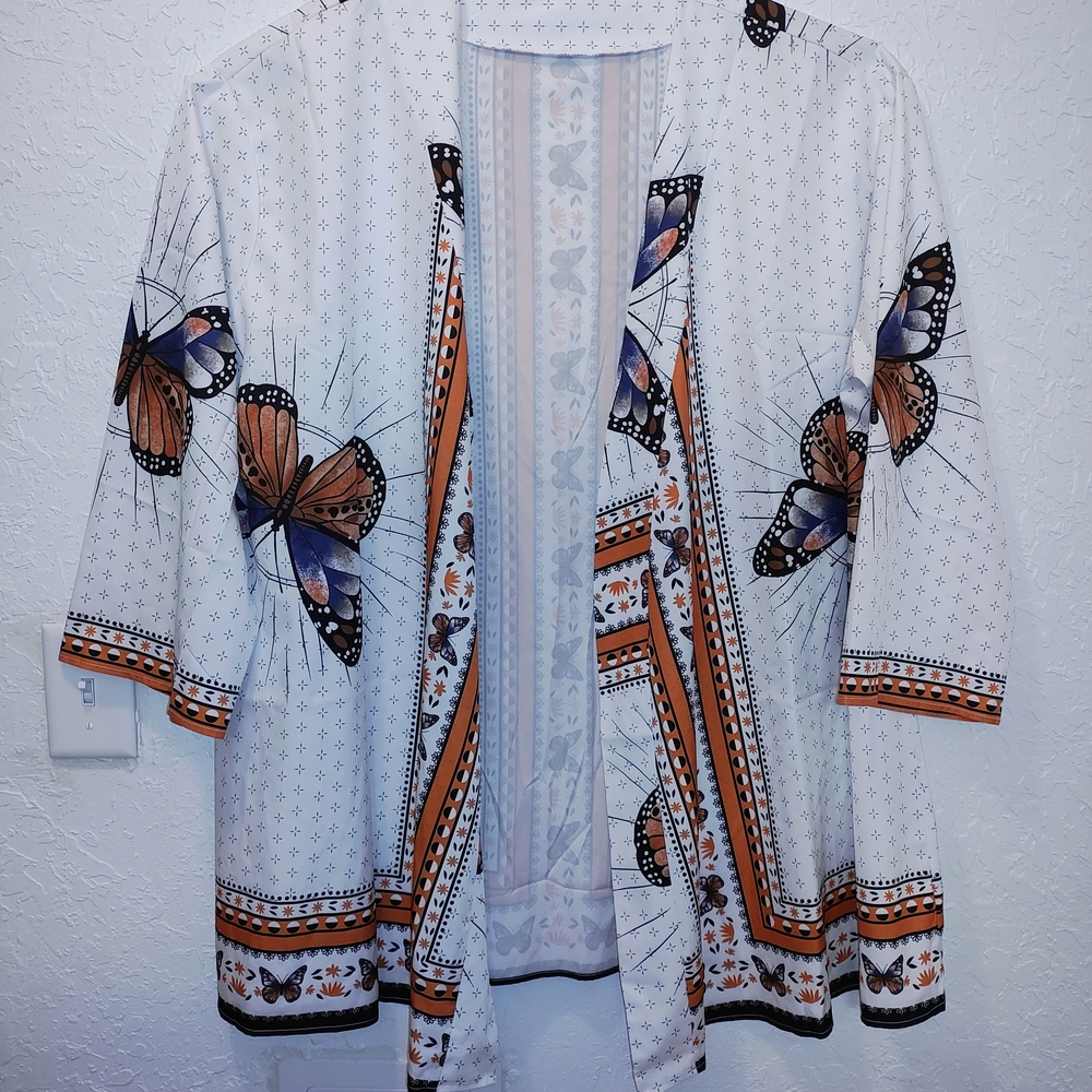 Butterfly Print Kimono Cardigan